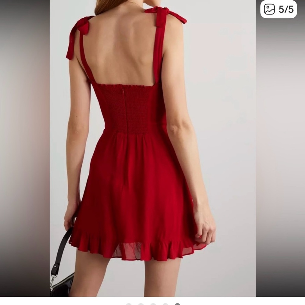 Reformation Red Ruffle Mini Dress - Picture 2 of 4